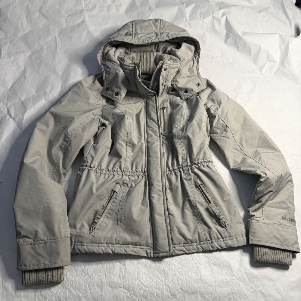 Abercrombie & Fitch All Season Weather Warrior‎ Hooded Jacket Parka Light Gray L